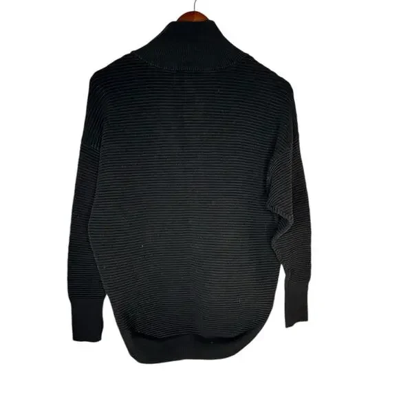 Offline by Aerie Ribbed Quarter Zip Long Sleeve Oversized Knit Black Medium - Picture 5 of 8